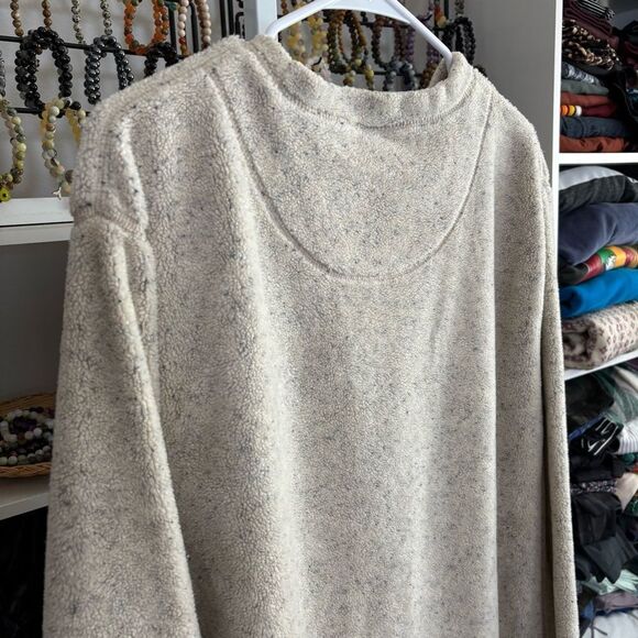 L.L. Bean Cream Crewneck Fleece Soft Knit Classic large tall - Picture 3 of 7